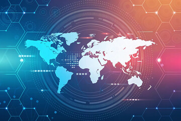 Abstract technology digital backgrounds with Earth map vector illustration