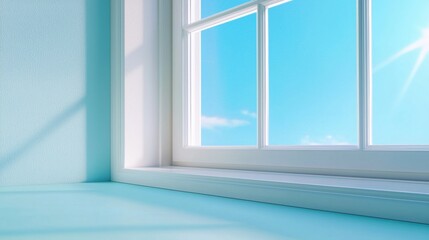 Fototapeta premium A beautifully clean window, sparkling under bright sunlight