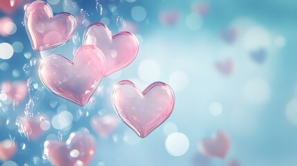 Pink hearts on blue
