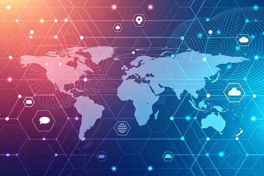 Abstract technology digital backgrounds with Earth map vector illustration