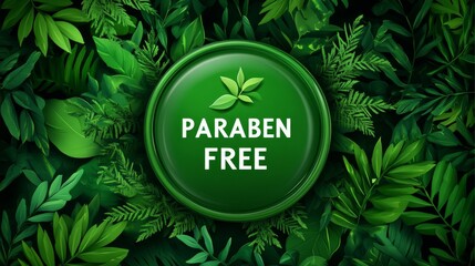 Paraben Free Label in Green Bubble for Natural and Safe Skin Care Products illustration.