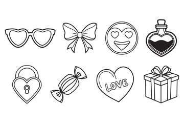 Valentine's Day and Love Icons set