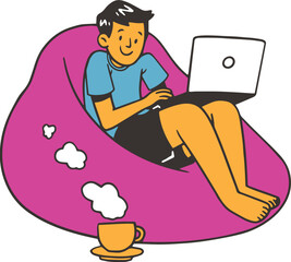 Online Remote Worker Character Illustration Vector