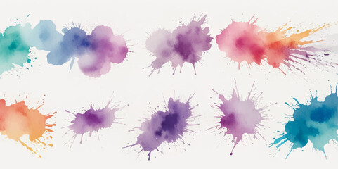 Set of colorful paint splatter abstract vector texture background. Set of abstract watercolor water splash background.