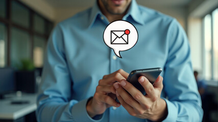 Man Holding Mobile Phone While Receiving a Message