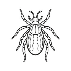 Obraz premium Tick (Ixodida) insect silhouette design, labeled line art vector illustration.