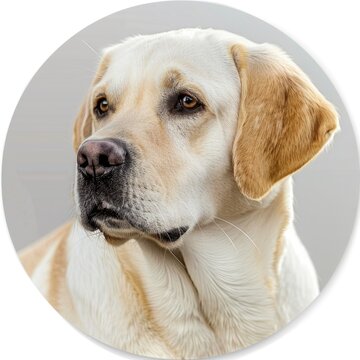 Portrait of Adorable Labrador Dog in Circle Frame Photo.