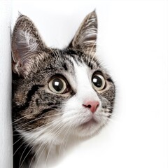 Obraz premium Curious Cat Peeking Around Corner