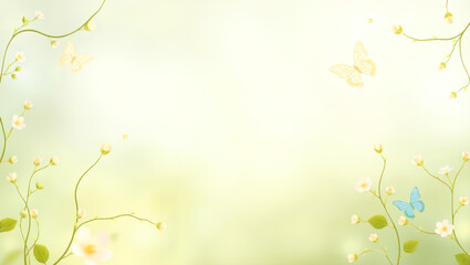 Delicate Spring Vines and Butterflies