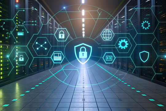 Abstract technology security on global network background, vector illustration innovation - Powered by Adobe