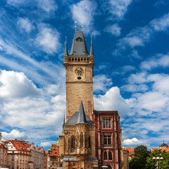 Old Town Hall in Prague with medieval clock tower