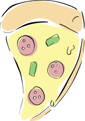 Cartoon Pizza Character Cheese and Pepperoni Slice Illustration