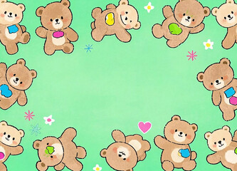 Fototapeta premium Cute Bear Illustration on a Green Background