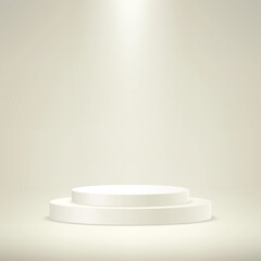 Beige background vector 3d with podium. 3D abstract studio room with pedestal podium. Space for selling products on the website. Vector illustration.