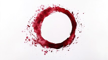 Wine stain red, a circle stamp spot paper wine, winery blot trace on white