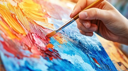 Obraz premium Creating Colorful Art in a Sunlit Studio