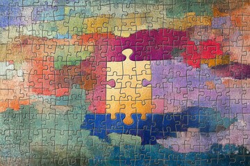 Fototapeta premium The Missing Puzzle Piece, Dissociative Amnesia