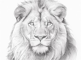 An AI-generated image of a lion redrawn as a black and white pencil drawing