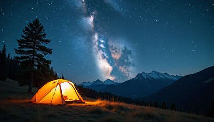 Camping Under the Milky Way in Majestic Mountains