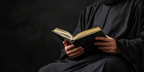 Reading, Book, Hands, Robe, Black, Holding, Open, Page, Wisdom, Knowledge