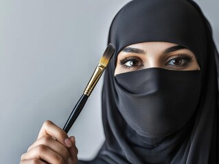 Art, Brush, Craft, Artist, Painting, Drawing, Design, Creativity, Skill, Talent, Close-up, Hand, Black Veil, Eyes