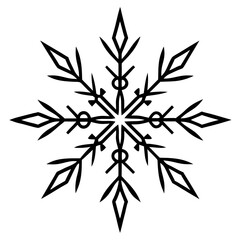 Intricate Snowflake Line Art for Vector Designs