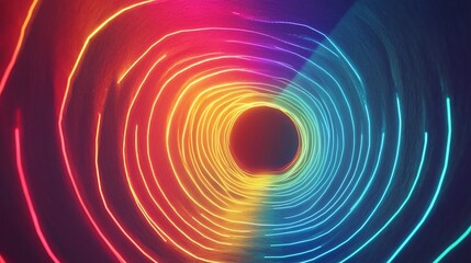 Abstract colorful spiral tunnel with glowing light effects.