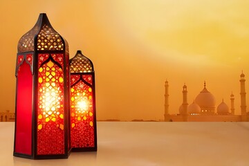Islamic Background greeting card Ramadan kareem Eid Muslic Islam lantern decoration Arabic background Wallpaper