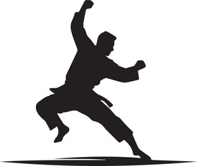black and wight martial arts logo type silhouette design