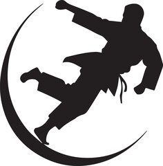 black and wight martial arts logo type silhouette design