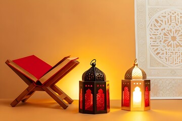 Islamic Background greeting card Ramadan kareem Eid Muslic Islam lantern decoration Arabic background Wallpaper