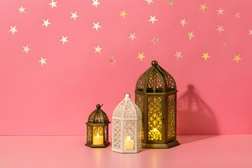 Islamic Background greeting card Ramadan kareem Eid Muslic Islam lantern decoration Arabic background Wallpaper