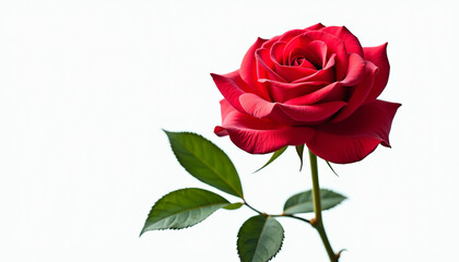 Stunning Red Rose with Lush Green Leaves