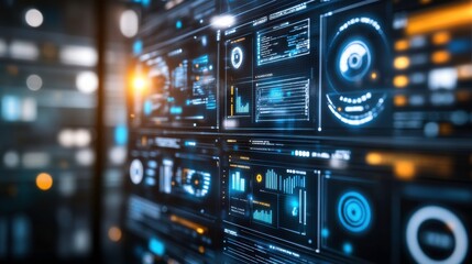 Obraz premium Modern Office with Smart Displays and Augmented Reality Tools