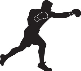 black and wight boxing logo type silhouette design