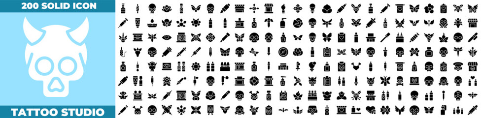 Tattoo Studio Solid Editable Icons set