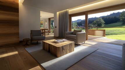 Modern Living Room with Stunning Mountain View