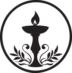 black and wight candle logo type silhouette design