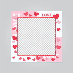 Valentine photo frame with heart vector template 