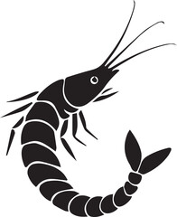 black and wight shrimp logo type silhouette design
