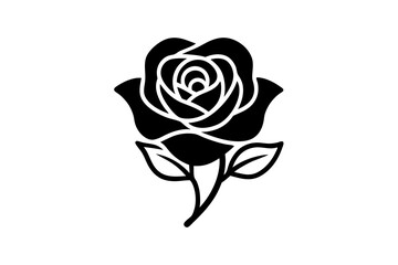 Rose line art icon silhouette vector illustration