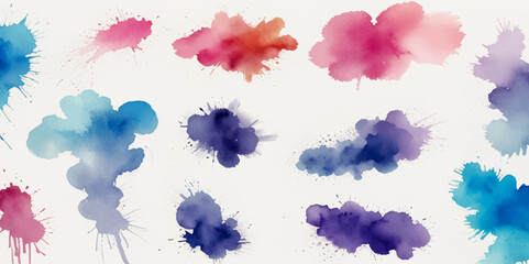 watercolor vector stains colors splash collection. Set of watercolor brush strokes