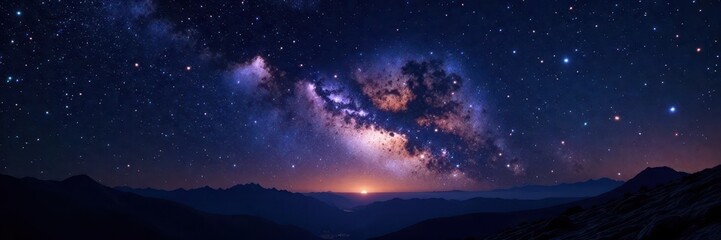 Naklejka premium Vast black expanse, myriads of bright stars scattered across , stellar objects, galaxy