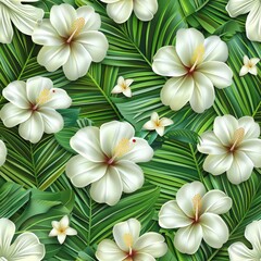 Obraz premium Seamless tropical floral pattern featuring vibrant botanical elements for background design