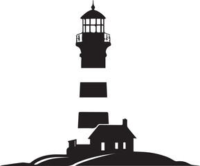 black and wight lighthouse logo type silhouette design