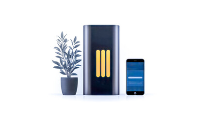 Smart home boiler being controlled remotely with mobile app