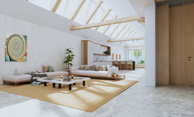 A modern, bright living room