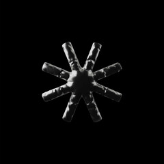 Realistic chrome snowflake inflated balloon 3D plastic vector icon, glossy foil star helium balloon for festive holiday