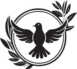 black and wight pigeon logo type silhouette design