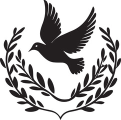 black and wight pigeon logo type silhouette design